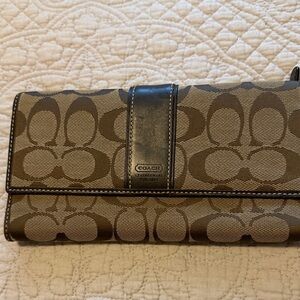 Coach Signature Brown and Black Clutch